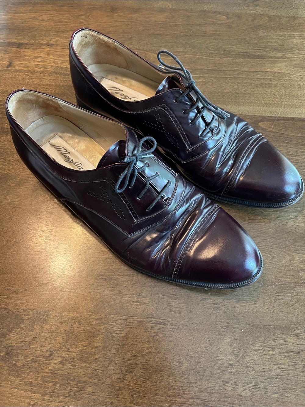 Mezlan Men's Burgundy Leather Lace-Up Oxfords